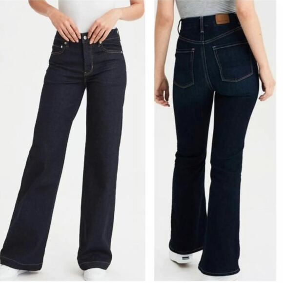 American Eagle Outfitters Indigo Flare Wide Leg Jeans - Picture 1 of 8